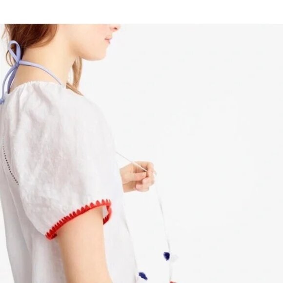 J.Crew Embroidered Tassle Pom Pom Tunic Coverup - Picture 2 of 10